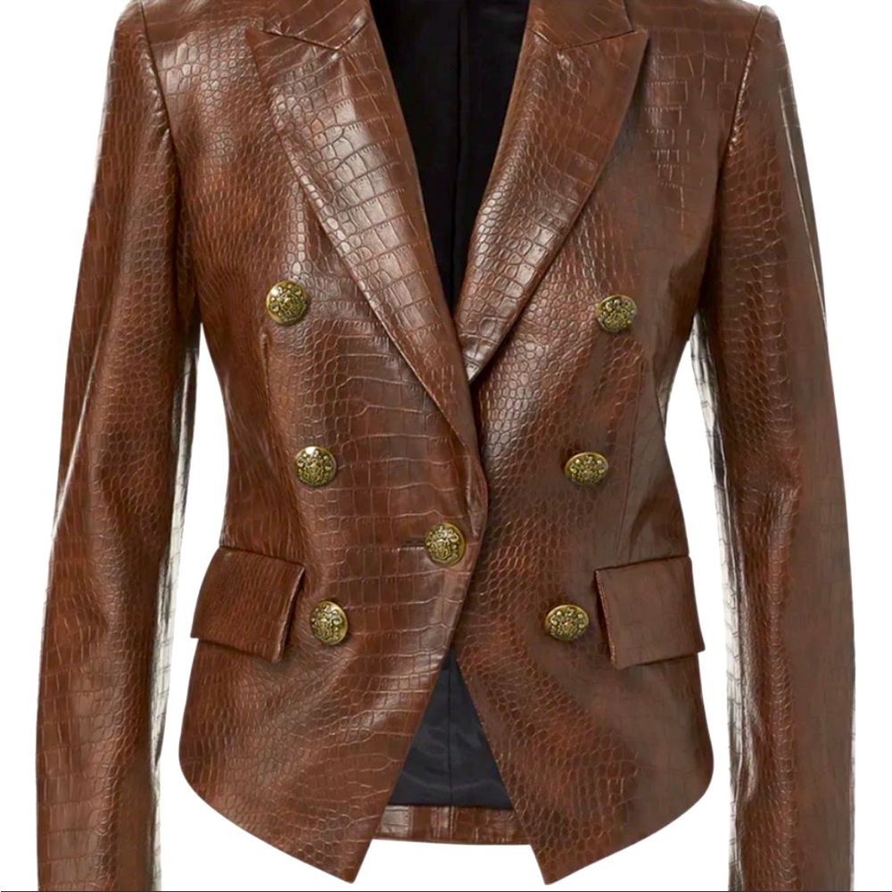 VERONICA BEARD COOKE VEGAN-LEATHER DICKEY JACKET